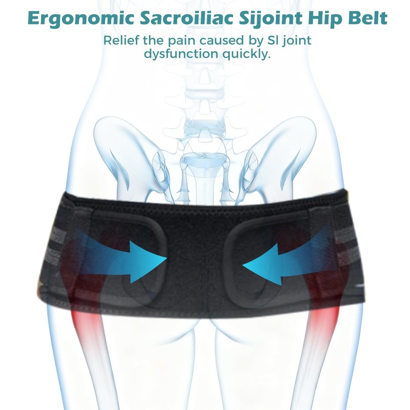 Powerful SI Joint Belt for Women and Men,Adjustable Sacroiliac Belt for Relief Sciatic,Pelvic,Lower Back,Leg and Sacral Nerve Pain,Strong Hip Brace for Trochanteric Bursitis,Sacrum Pain(Large)