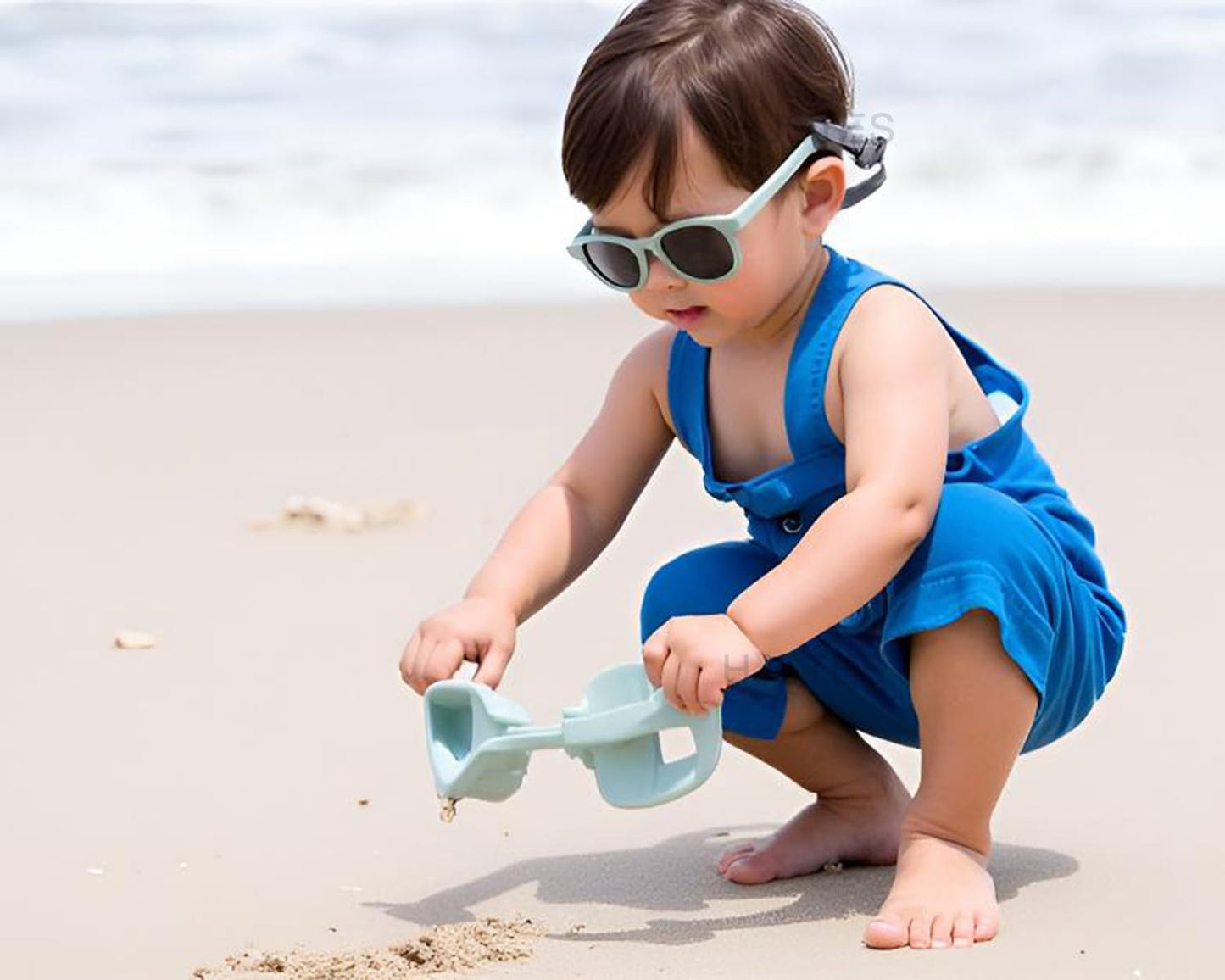 HJSTES Polarized Baby Sunglasses for Toddler Boys Girls, TPEE Flexible Frame with Strap, for Infant Age 0-3(Round Blue)