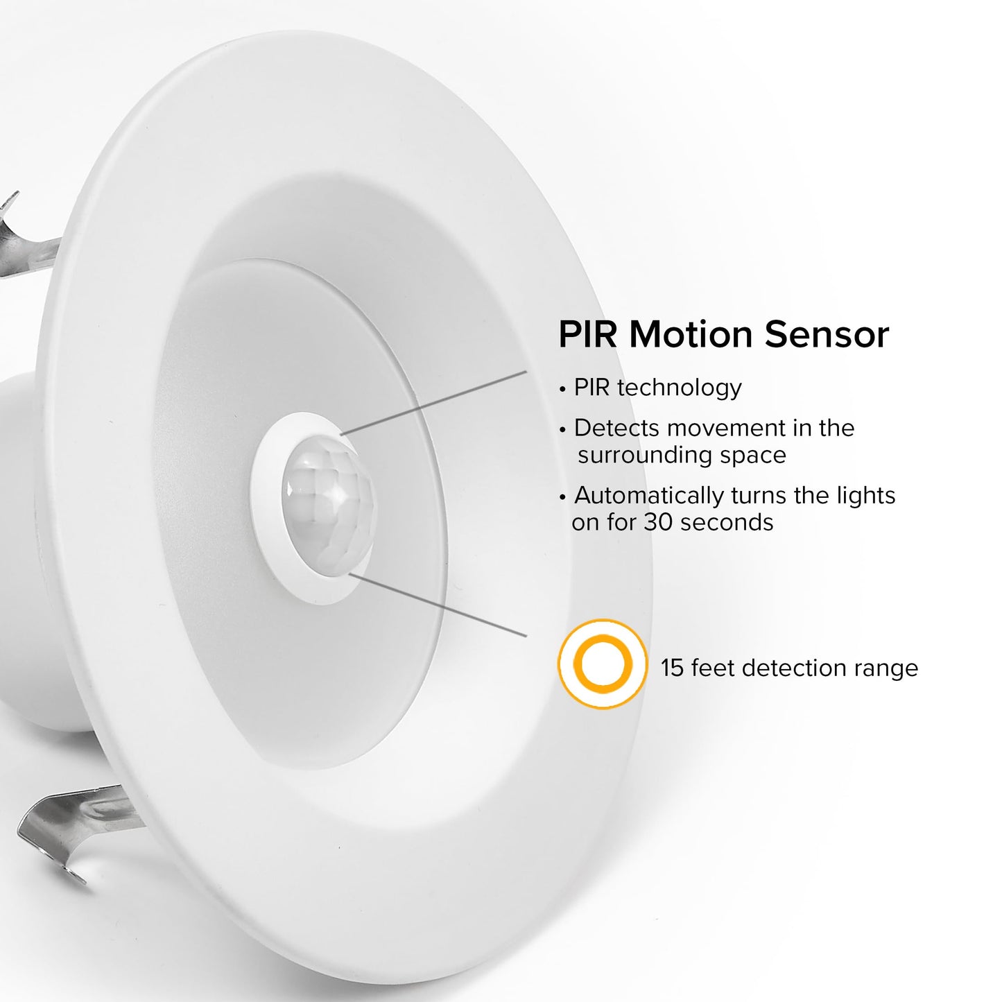 Maxxima 4 in. Retrofit LED PIR Motion Sensor Downlight - 1000 Lumens, 9 Watts, 5 CCT 2700K/3000K/3500K/4000K/5000K, Energy Efficient Indoor Ceiling Lighting Fixture