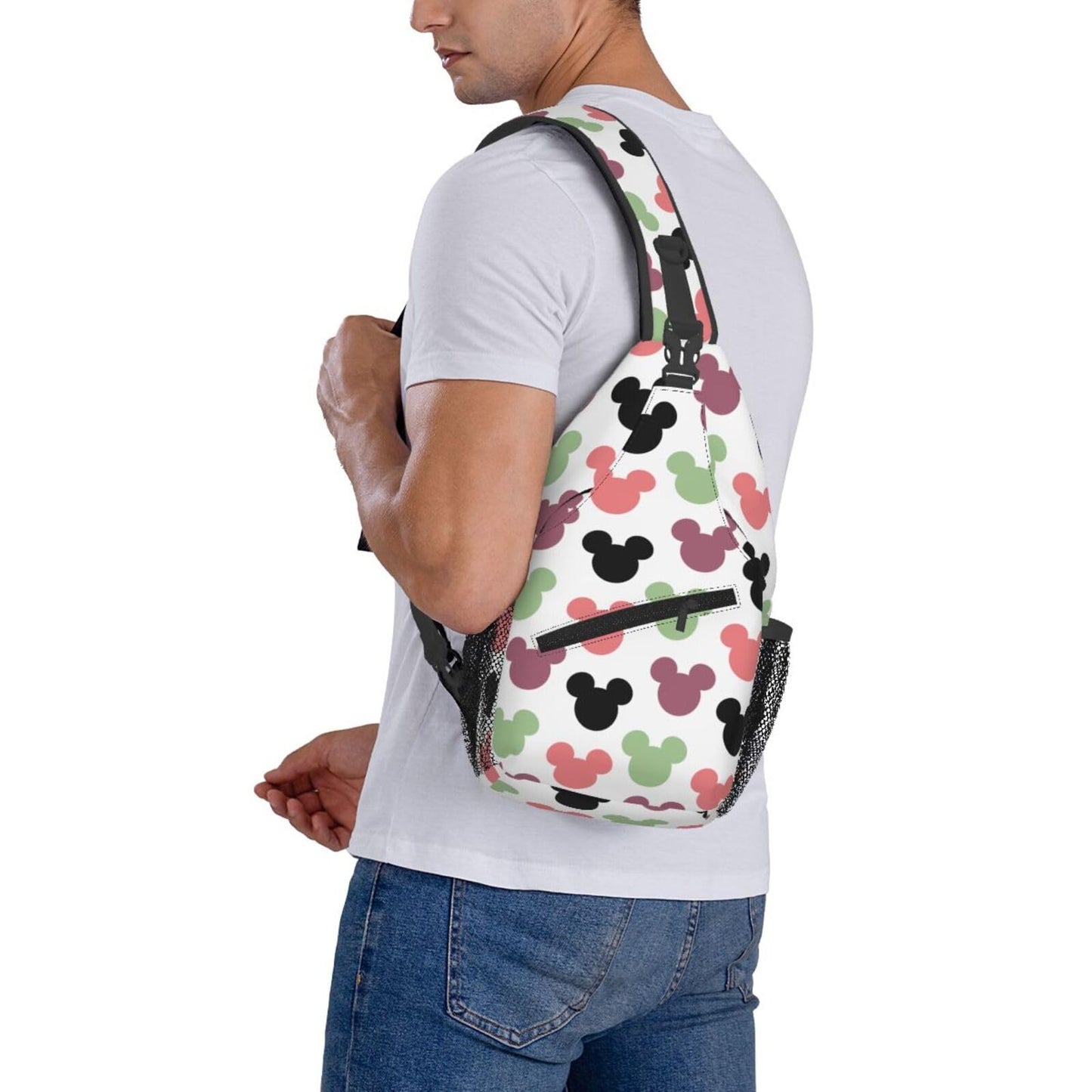 Women Sling Bag Unisex Crossbody Backpack Chest Bags Cartoon Print Sling Bags Shoulder Bag for Women Men Gym Sports Hiking Cycling Travel Casual Daypacks
