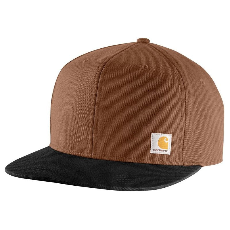Carhartt Men's Firm Duck Flat Brim Cap, Red Duck, One Size