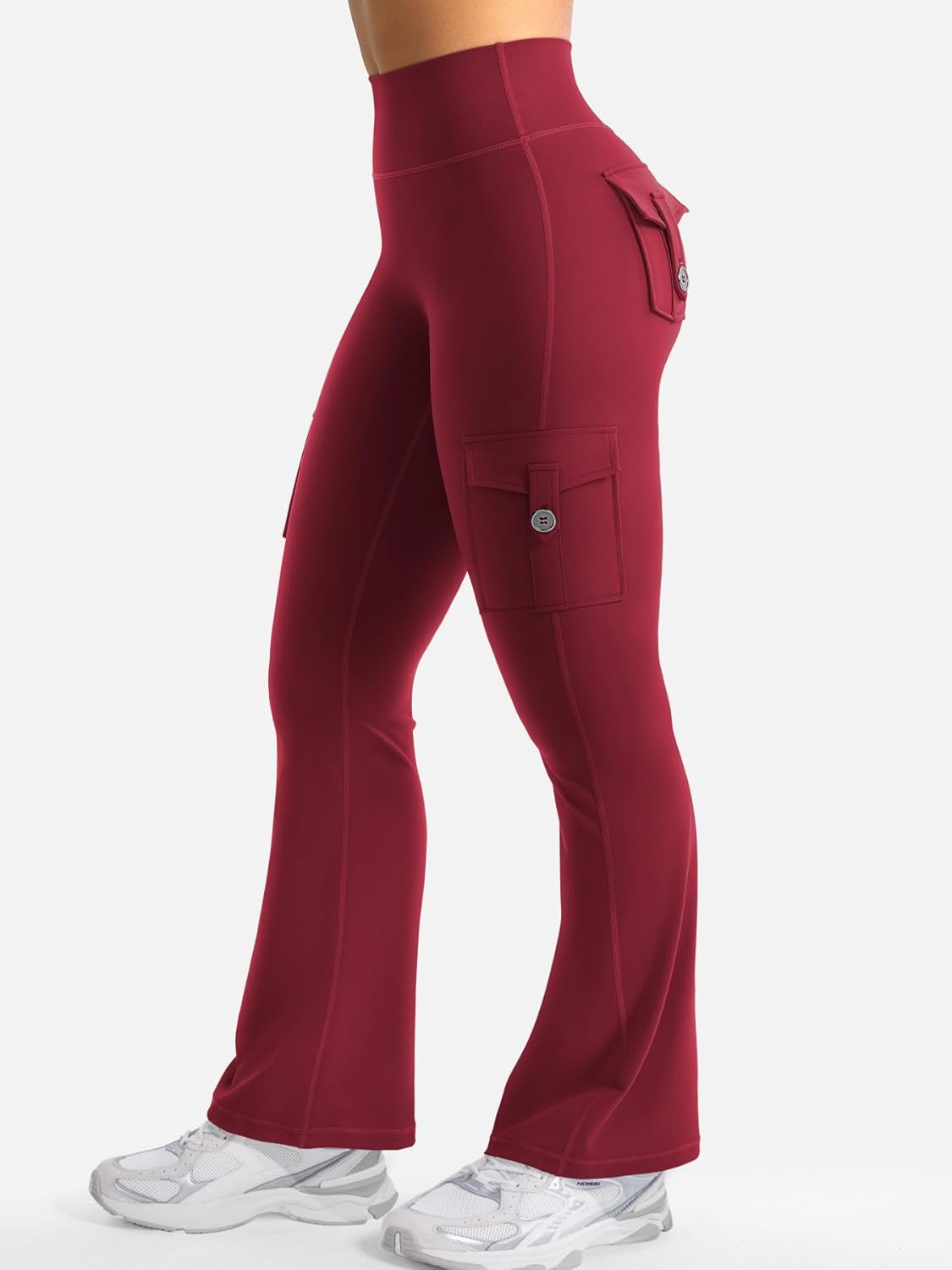 YEOREO CoreFlex Women's High-Waisted Flare Leggings - Hidden Pockets & No Front Seam | Gym & Yoga Wear