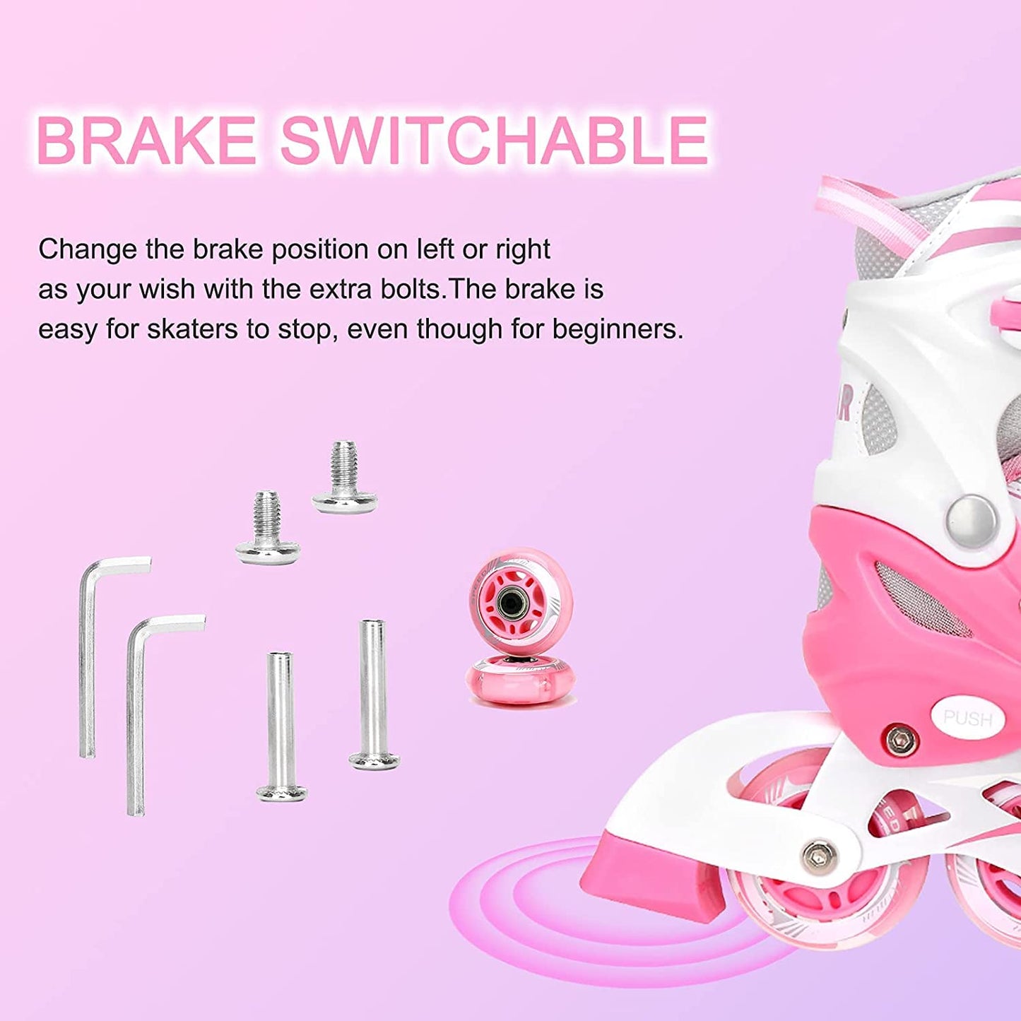 Adjustable Inline Skates for Kids & Beginners - 4-Size Extension Youth Roller Skates with Light-Up Wheels for Boys & Girls, Outdoor Sports Equipment