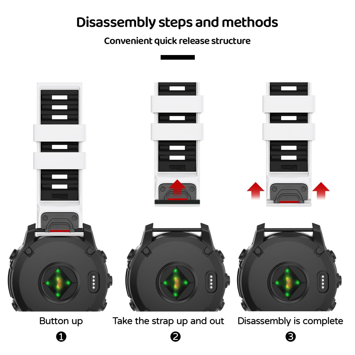 U-LIMVE Fenix 8/7/6/5/Epix Pro 47mm/Fenix E 22mm Silicone QuickFit Band for Garmin Forerunner 965/955/945/935/745