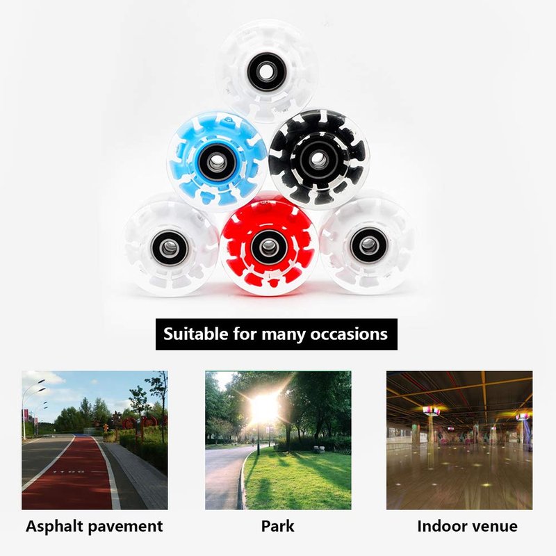 Nezylaf Light Up Roller Skate Wheels 8 Pack, 78A Hardness LED Skateboard Wheels with Premium ABEC-9 Bearings, Illuminating Roller Skate Accessories for Outdoor Indoor Quad Skates