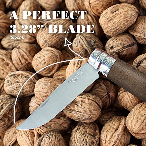 Opinel 7.6-inch Stainless Steel Folding Pocket Knife with Olivewood Handle - No. 08