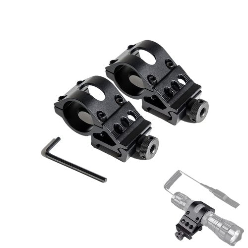 WINDFIRE 2 Pack 1" Offset 45 Degree Picatinny Rail Mount, Flashlight Offset Ring Side Gun 20mm Picatinny Rail Mount, for Scopes Laser Sight, Rifle Scope, Tactical Flashlight