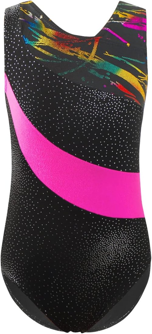 HOZIY Gymnastics Leotards for Girls - Colorful Snowflake & Leopard Design | Sleeveless & Long Sleeve Options