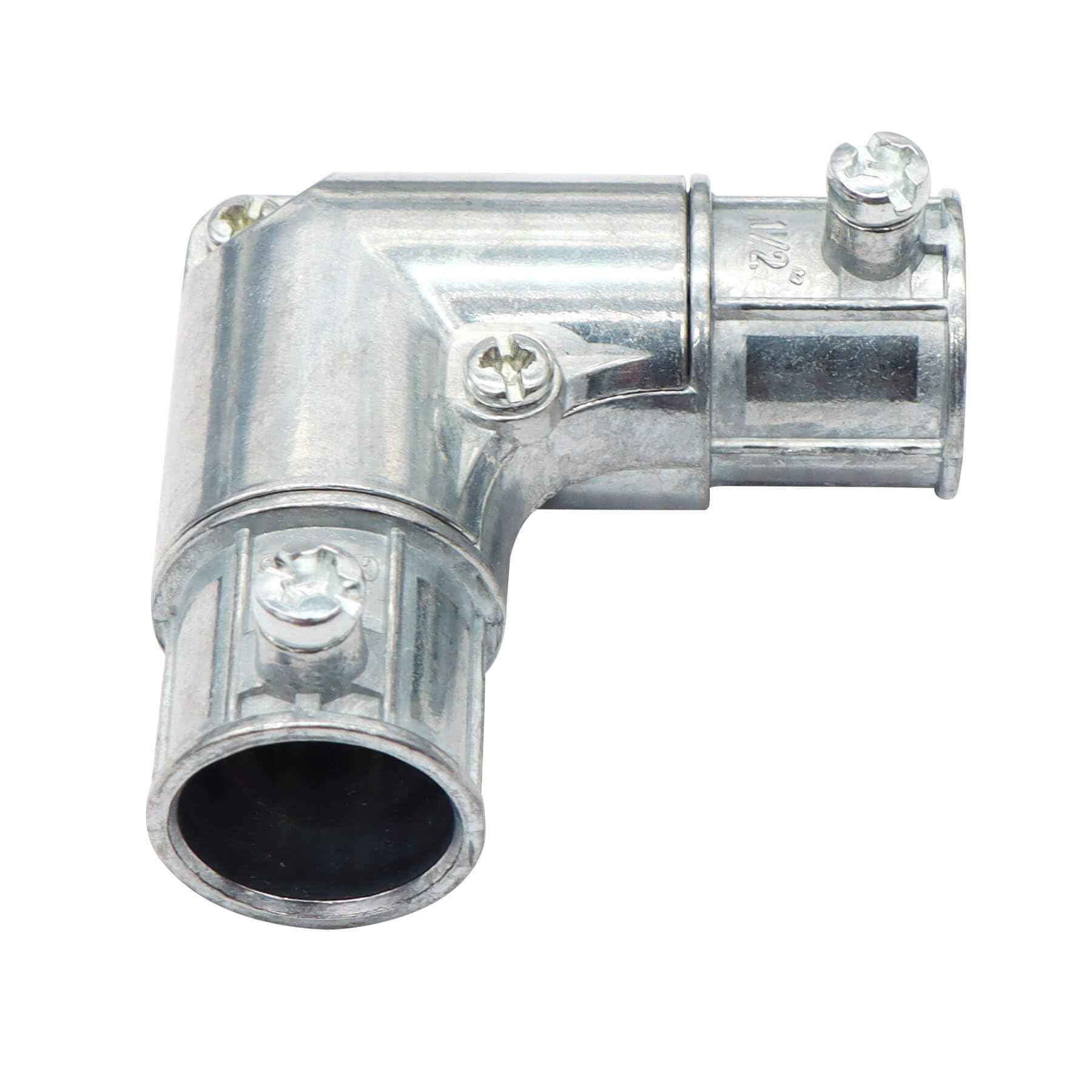 Qlvily 10 Pieces 1/2 Inch EMT to EMT 90 Degree Inside Corner Pulling Elbows, Electrical Metallic Tube Zinc Die Cast Elbow Capped Coupling, Combo Head Set Screw