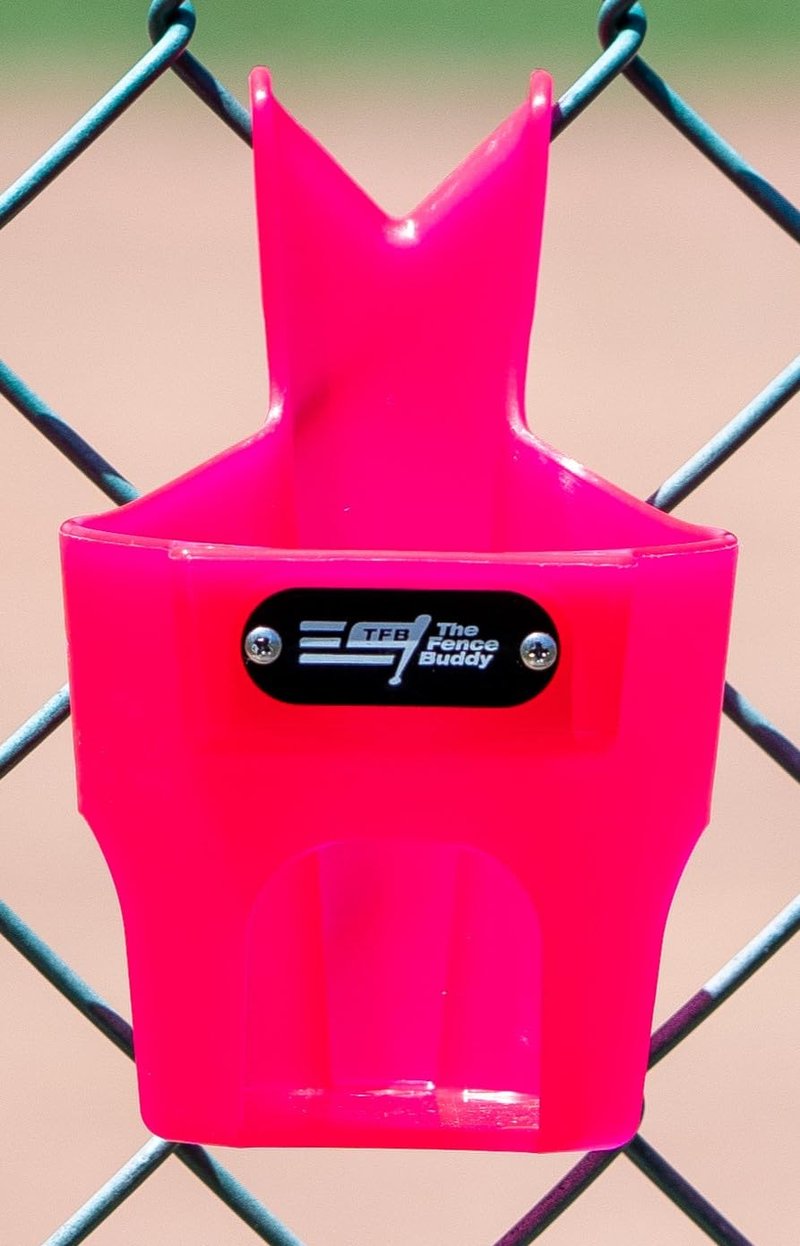 Fence Cup Holder | Drink Holder for Chain Link Fence | Fits Stanley, Yeti & Gatorade | Baseball Dugout, Softball, Pickleball & Tennis | Made in USA | The Fence Buddy (Hot Pink)