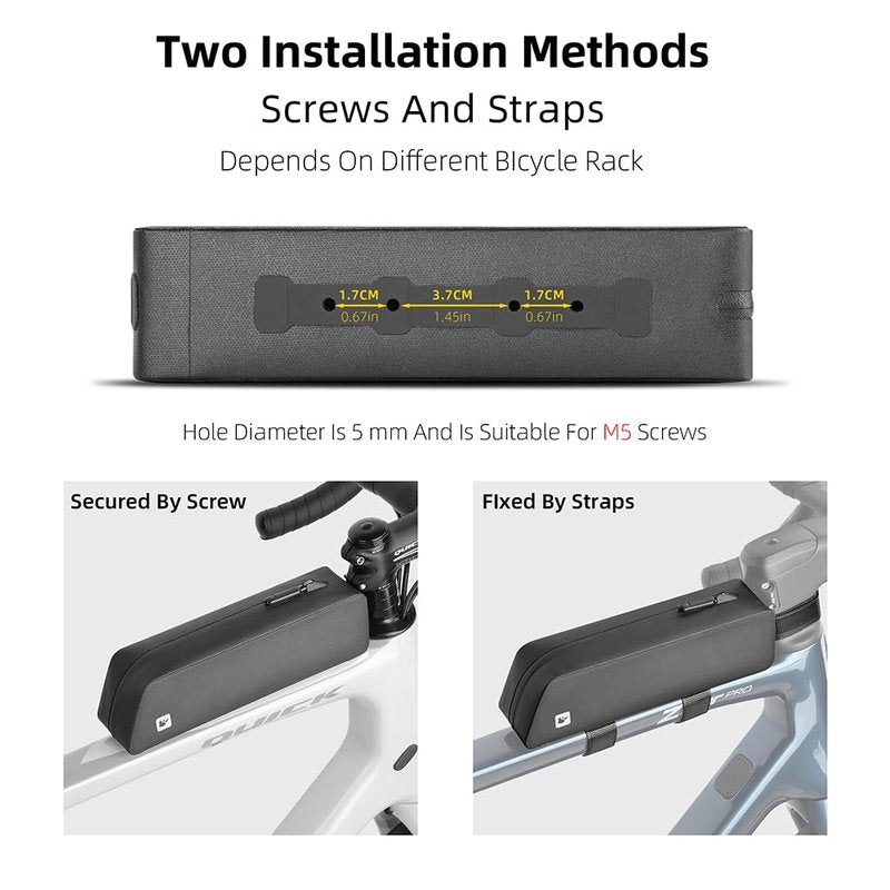 Rhinowalk Waterproof Bicycle Top Tube Bag Bike Front Frame Pack Lightweight Bolt-On Screw Cycling Upper Pipe TPU Pouch for Mountain Road Bike Fixed Gear Bike