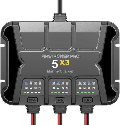 3 Bank Marine Battery Charger - 15A Waterproof Onboard Charger for SLA/AGM & Lithium Batteries | 12V Battery Maintainer