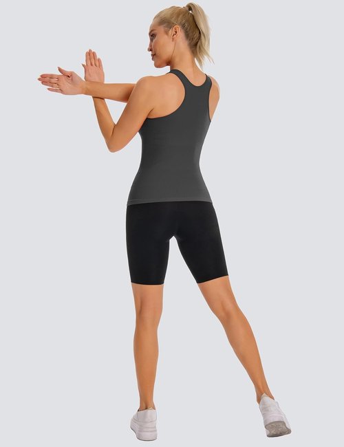 MathCat Seamless Workout Tank Top - Women's Padded Racerback Yoga Camisole (XS-2XL)