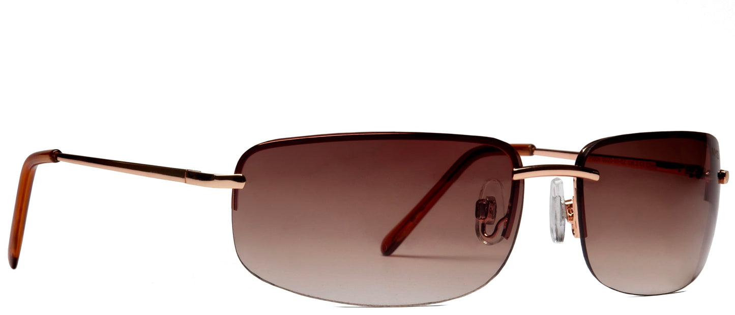 NYS Collection Rimless Gradient Sunglasses for Women & Men, Lightweight, Comfortable, UV400 (Gold Metal Frame/Brown Gradient Lens)