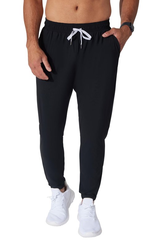 90 Degree By Reflex Mens Jogger Full Length Side Pocket Slim Fit Pant with Drawstring - Black - XL