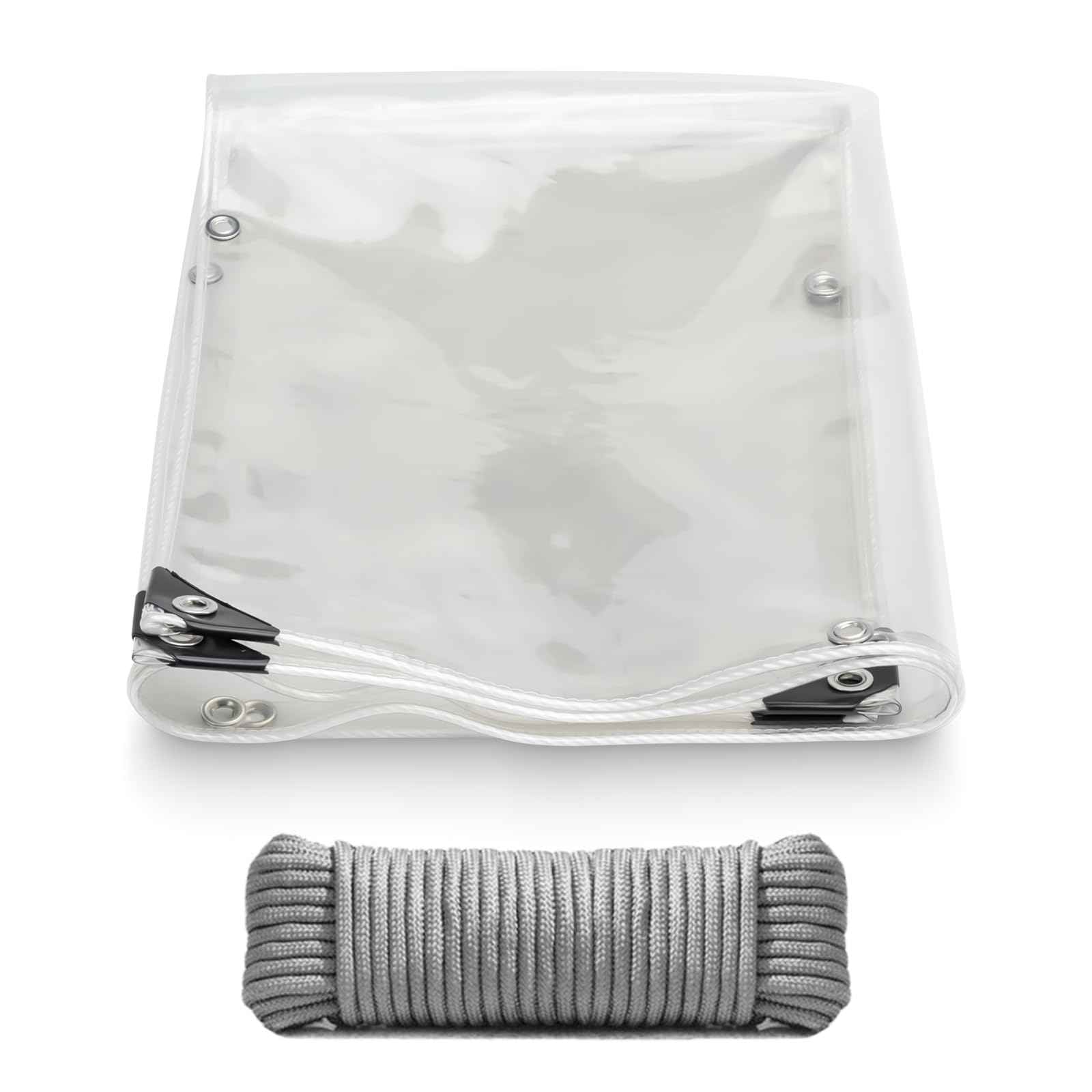 Clear Tarp,6x20ft Clear Tarps with Grommets,14 MiL Heavy Duty Waterproof with Reinforced Edge for Patio and Pavilion,Porch and Outdoor Garden Household Tarpaulin