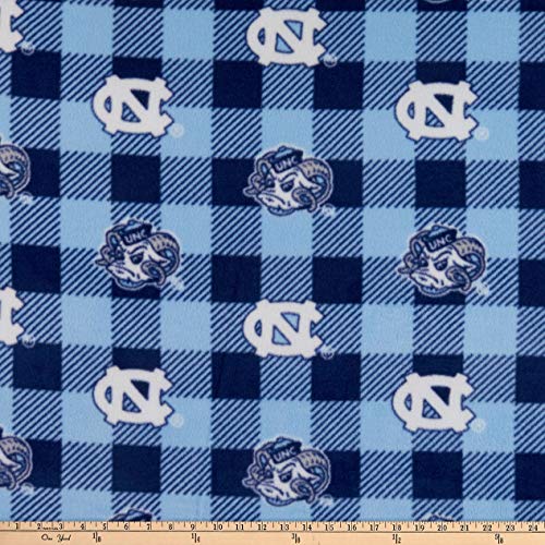 North Carolina Tar Heels Buffalo Plaid Fleece Fabric by the Yard