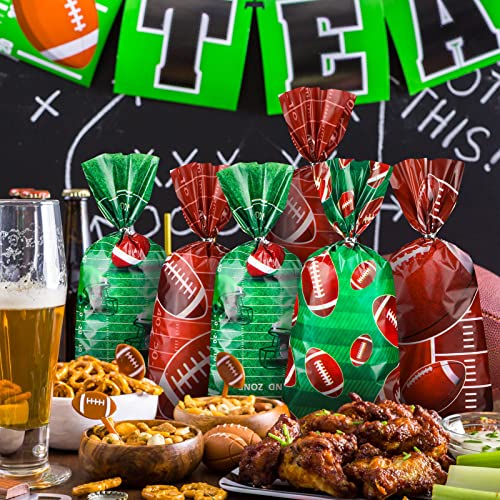 Football Cellophane Bags - 100 Pcs Classic Style Gift Treat Bags
