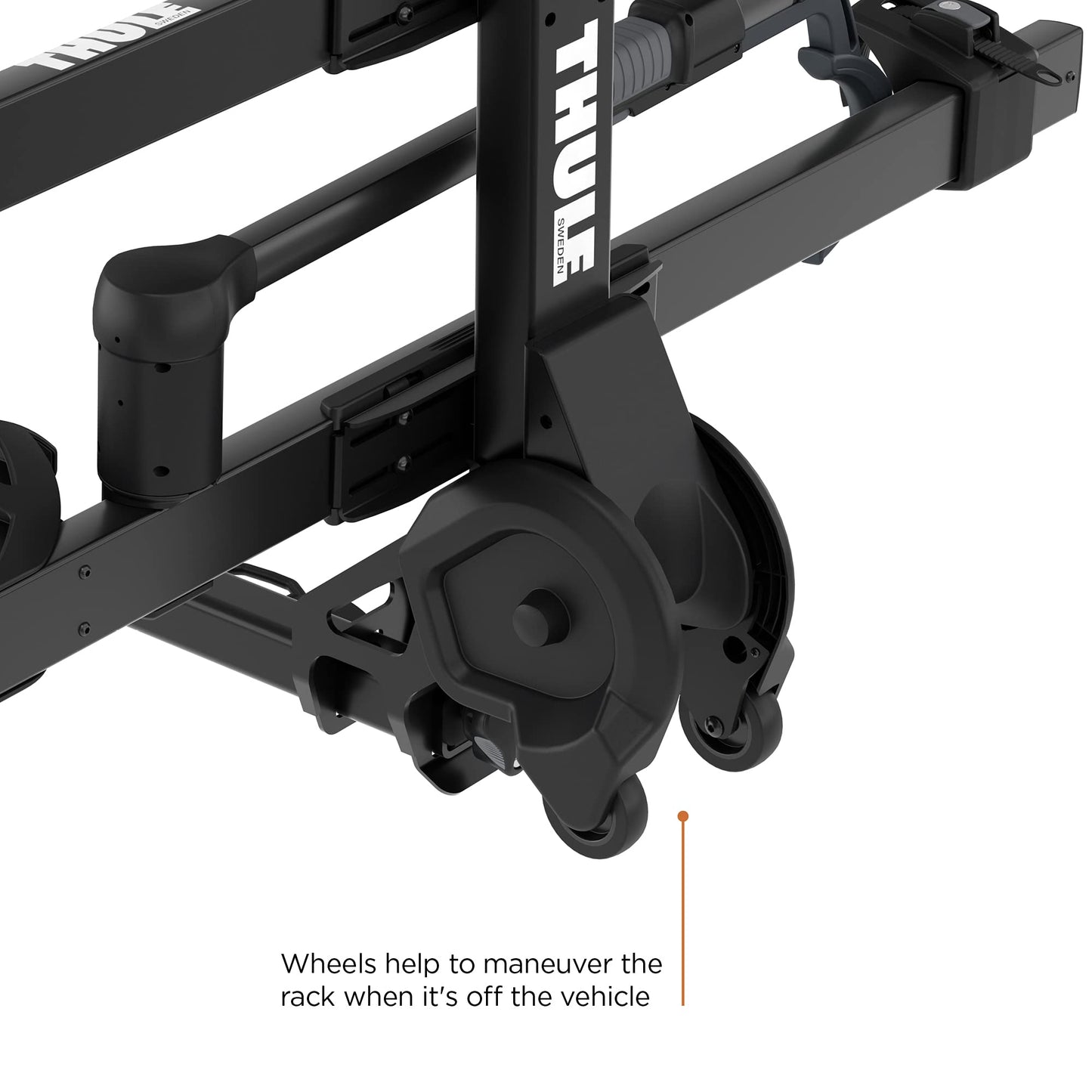 Thule T2 Pro XTR 2 Hitch Bike Rack - E-Bike Compatible - Tool-Free Installation - No Frame Contact - Tilts for Trunk Access - Fully Locking - Integrated Wheels For Transport - 100lb Load Capacity