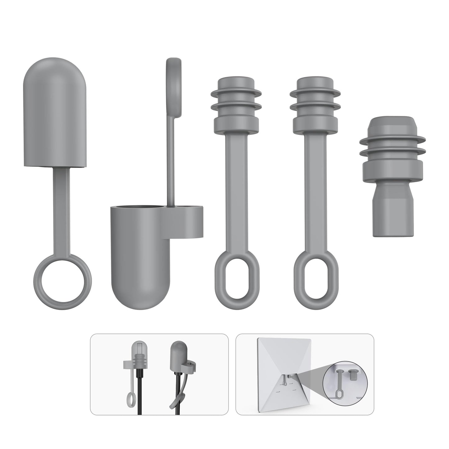 Cable Silicone Caps for Starlink Mini, Cable Plug Protective Caps and Power Port Plug Caps for Starlink Mini Dustproof Waterproof, Set of 5, Gray