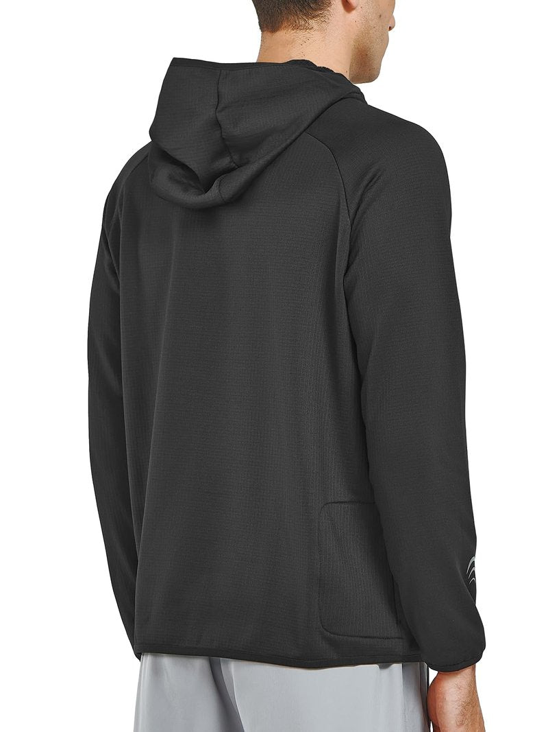 NORTHYARD Men's Running Hoodie Lightweight Fleece Workout Gym Hooded Sweatshirts Long Sleeve Cold Weather Golf Pullover BLACK L