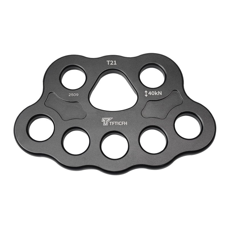 TFTICFH 40kN Rigging Plate, Large Multiplier Anchor, 8 Holes Force Divider Plate Bear, Climbing Descender Connector Gear for Hammock Firefighting Arborist Rock Climbing Rescue Cave Yoga Rappel,Black