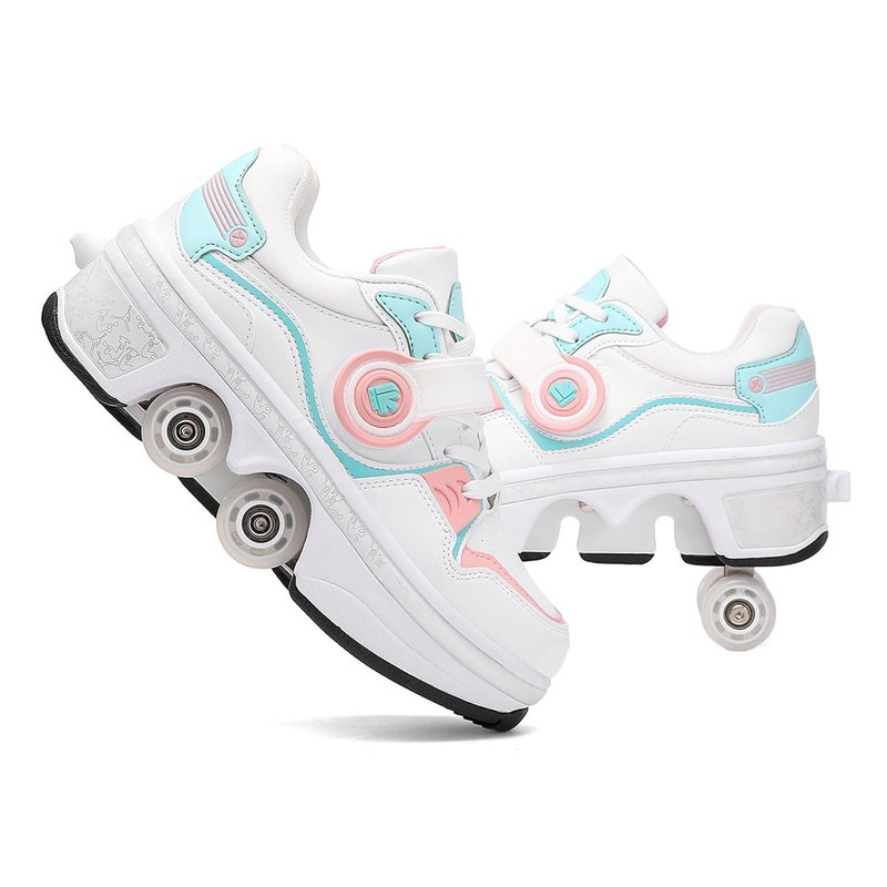 Pairduck Roller Skates for Women - Retractable Roller Shoes 2-in-1 for Indoor & Outdoor Skating with Adjustable Wheels