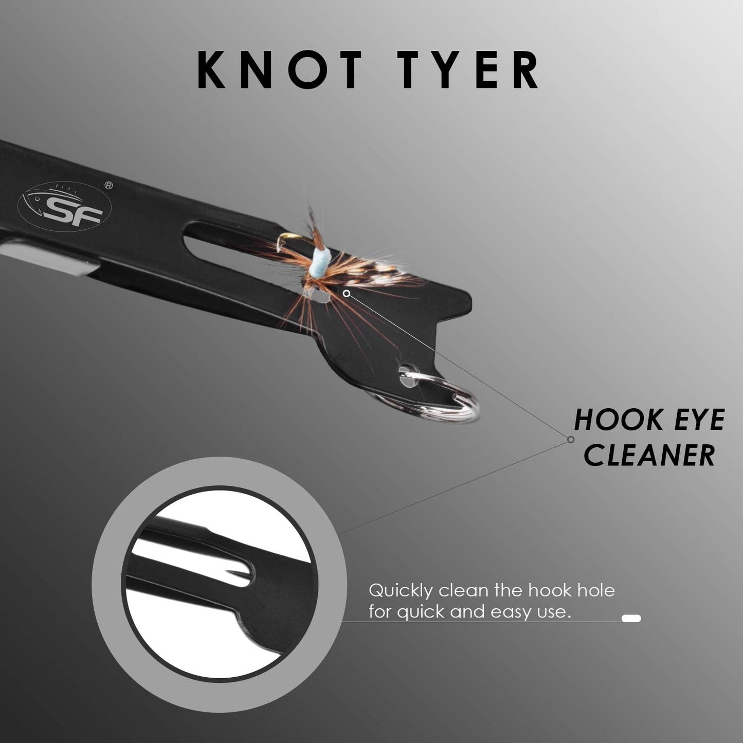 SF 3-In-1 Fly Fishing Nipper - Versatile Line Cutter & Knot Tying Tool | Black