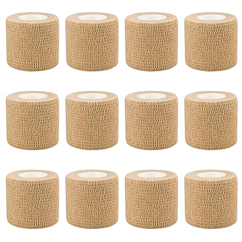 12-Pack Self-Adhesive Bandage Wraps, 2-Inch x 5-Yard Skin Color Tape