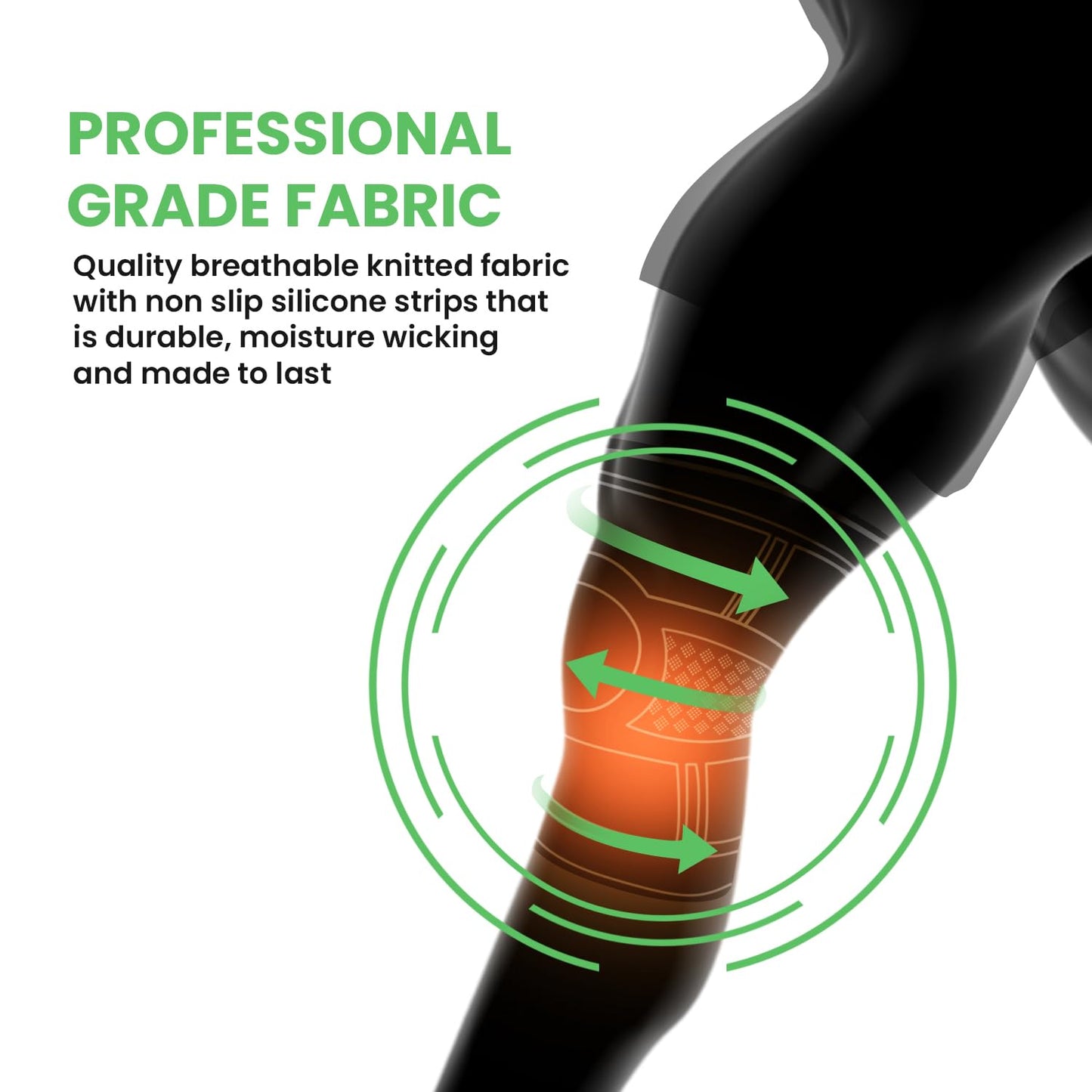 TechWare Pro Knee Brace for Women & Men - Knee Compression Sleeve for Knee Pain, Knee Support. Knee Brace for Meniscus Tear, ACL, and Arthritis with Side Stabilizers & Gel Pads (Black/Gray Large)