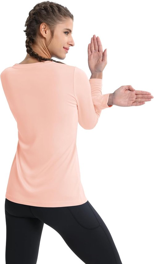 MAGCOMSEN SPF Shirts for Women - Long Sleeve V-Neck UV Sun Protection Top | Quick-Dry Performance Tee