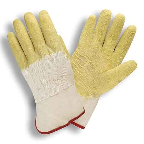 Cordova 5610 Economy Rubber Dipped Gloves, Canvas Lined, Crinkle Finish, Safety Cuff, Large, 12-Pack Bulk Latex Gloves