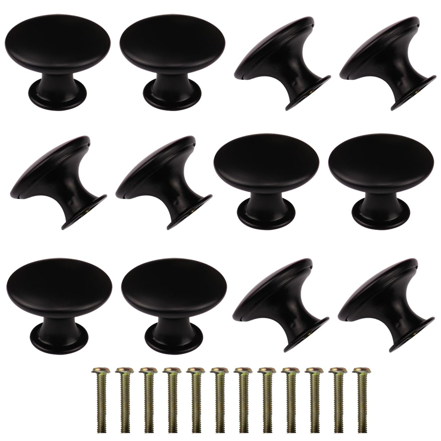 Cangder 12 Packs Vintage Black Cabinet Knobs Metal Dresser Knobs Single Hole Round Furniture Drawer Handle Pulls for Bathroom, Kitchen Cupboard, Wardrobe Door Hardware