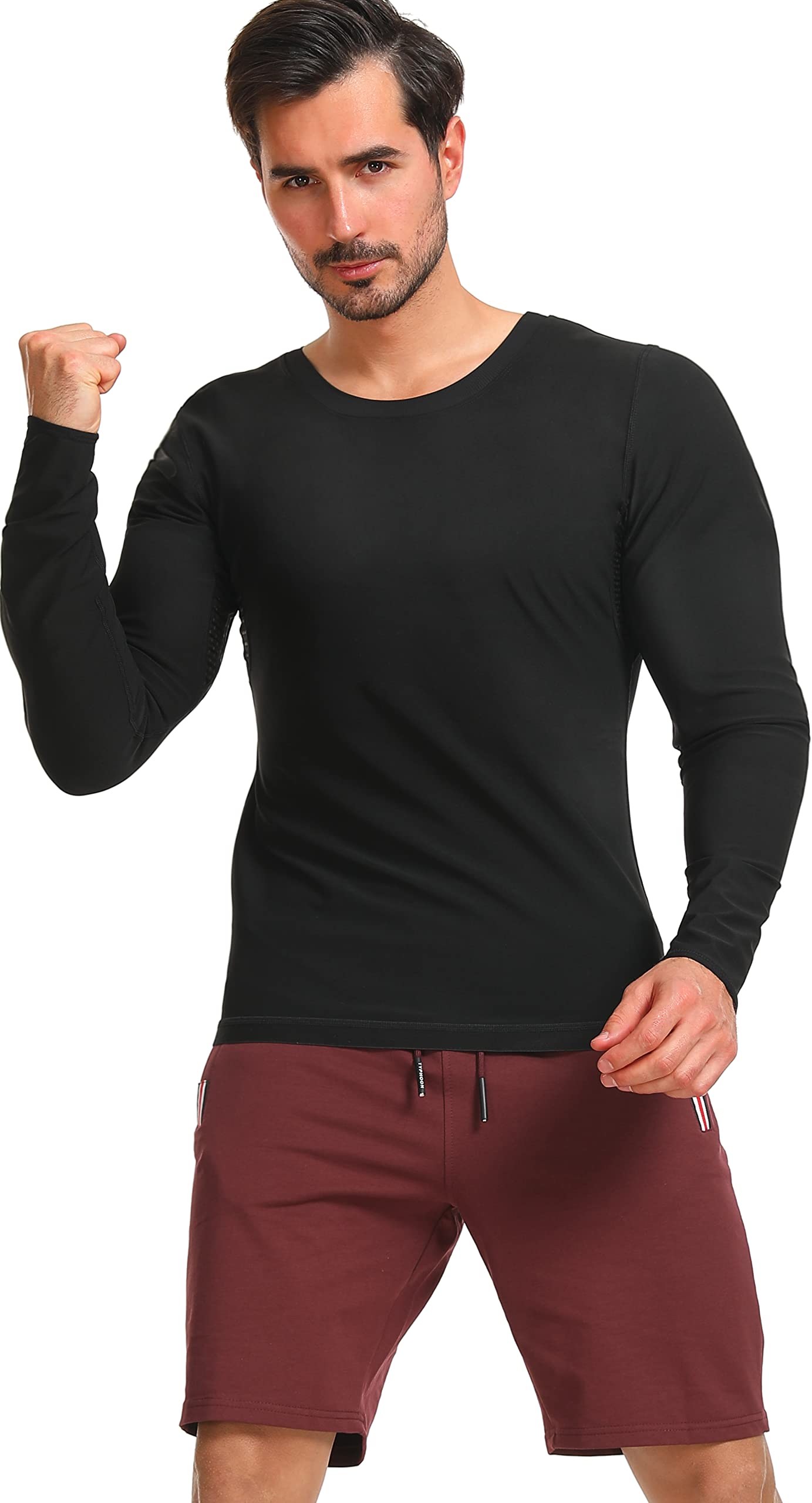 DYUAI Sauna Shirt for Men Sweat Sauna Suits T-shirt Heat Trapping Compression Vest Long Sleeve Body Shaper Workout(WBH6006-01-M)