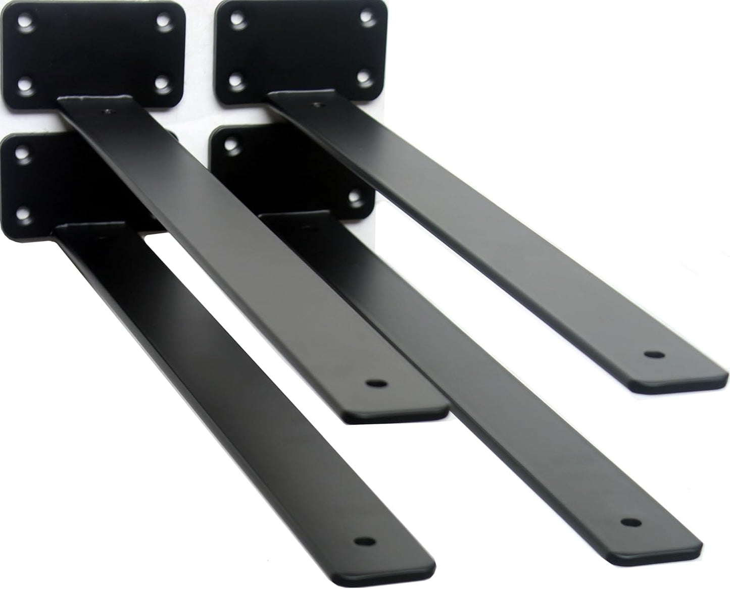 10-Inch Black Iron Floating Shelf Brackets - 12 Pack Rustic Industrial Support