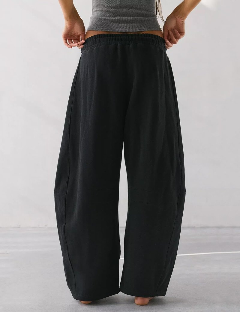 HeSaYep Women's Wide Leg Barrel Sweatpants Fleece Lined Baggy Sweat Pants Drawstring High Waisted Casual Pants Cotton Palazzo Trousers with Pockets Black M