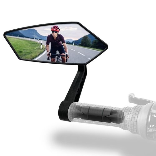 Homieway Bike Mirror, HD Glass Bicycle Mirrors for Handlebar Mount, Adjustable Bar End Bike Rear View Mirror, Scratch Resistant Handlebar Mirrors for E-bike, Mountain Bike & Scooter (Left 0.59-0.78")