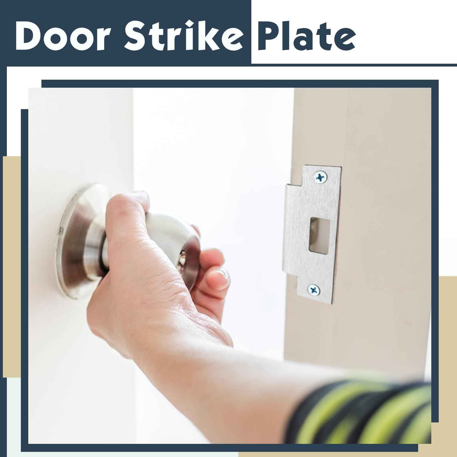 Tandefio 8 Pcs 4 7/8 x 3 3/8 x 1 1/4 Inch Deadbolt Strike Plate Stainless Iron Door Extended Strike Plate Door Reinforcement Backplate with Screws for Heavy Duty Residential Use (Silver)