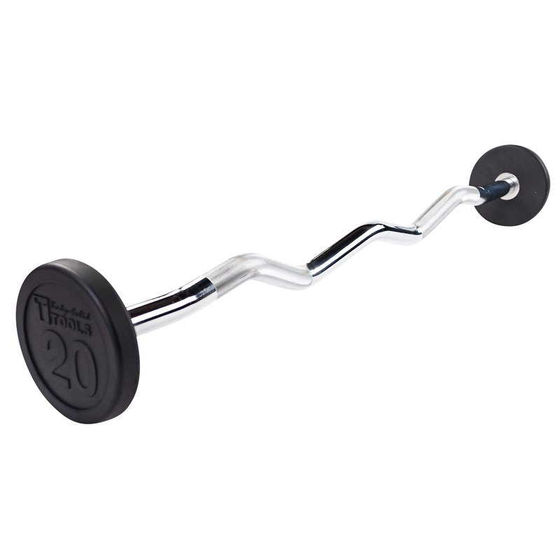 Body-Solid (SBZ20) Rubber Coated Fixed Weights Straight Barbell Bar for Weightlifting Exercise Bodybuilding Strength Training, 20lb (Midnight Black)