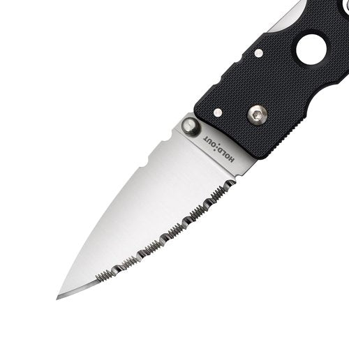 Cold Steel Hold Out 3" S35VN Serrated Blade 4" G-10 Handle Everyday Carry Pocket Folding Knife w/Tri-Ad Lock, Pocket Clip