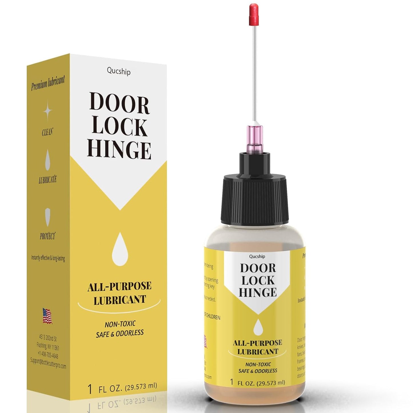Qucship Door Hinge Lubricant - 1 oz Needle Oiler for Smooth Operation | Ideal for Locks & Tools