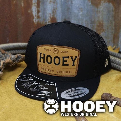 HOOEY Men's Trip Adjustable Snapback Trucker Mesh Back Hat (Black/Brown)