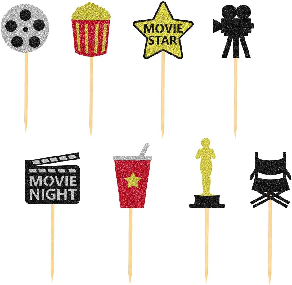 Regine Switzerland Theater Cupcake Toppers - Fun Movie Night Cake Decorations | Set of 24