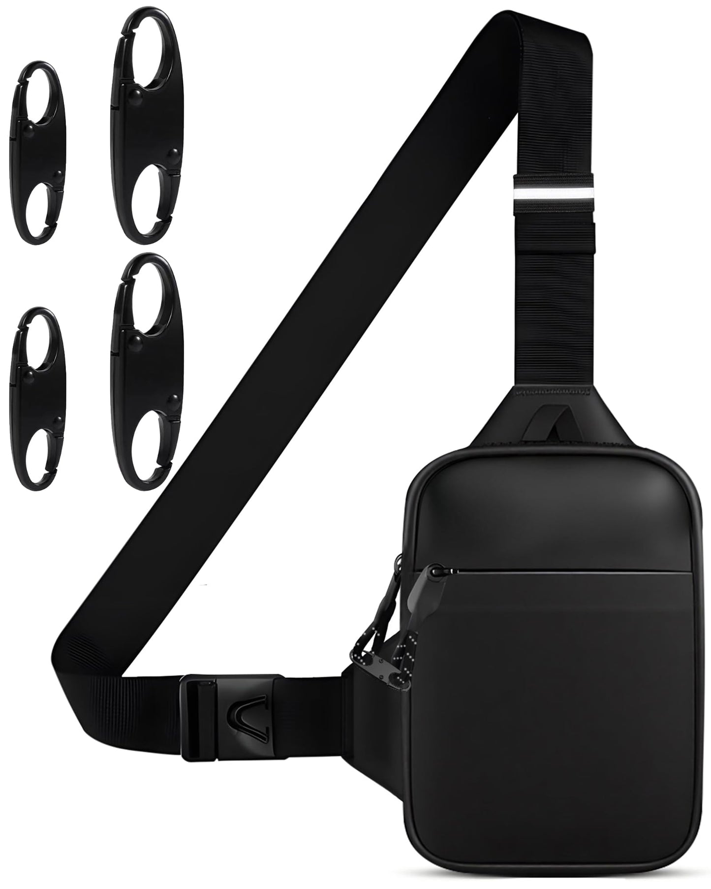 Peciees Mini Anti Theft Crossbody Sling Bag Small Chest Bag Dual Pocket Water Resistant Fanny Pack Running Phone Holder for Men Women Workout Travelling, 2 Sizes, Mini Black