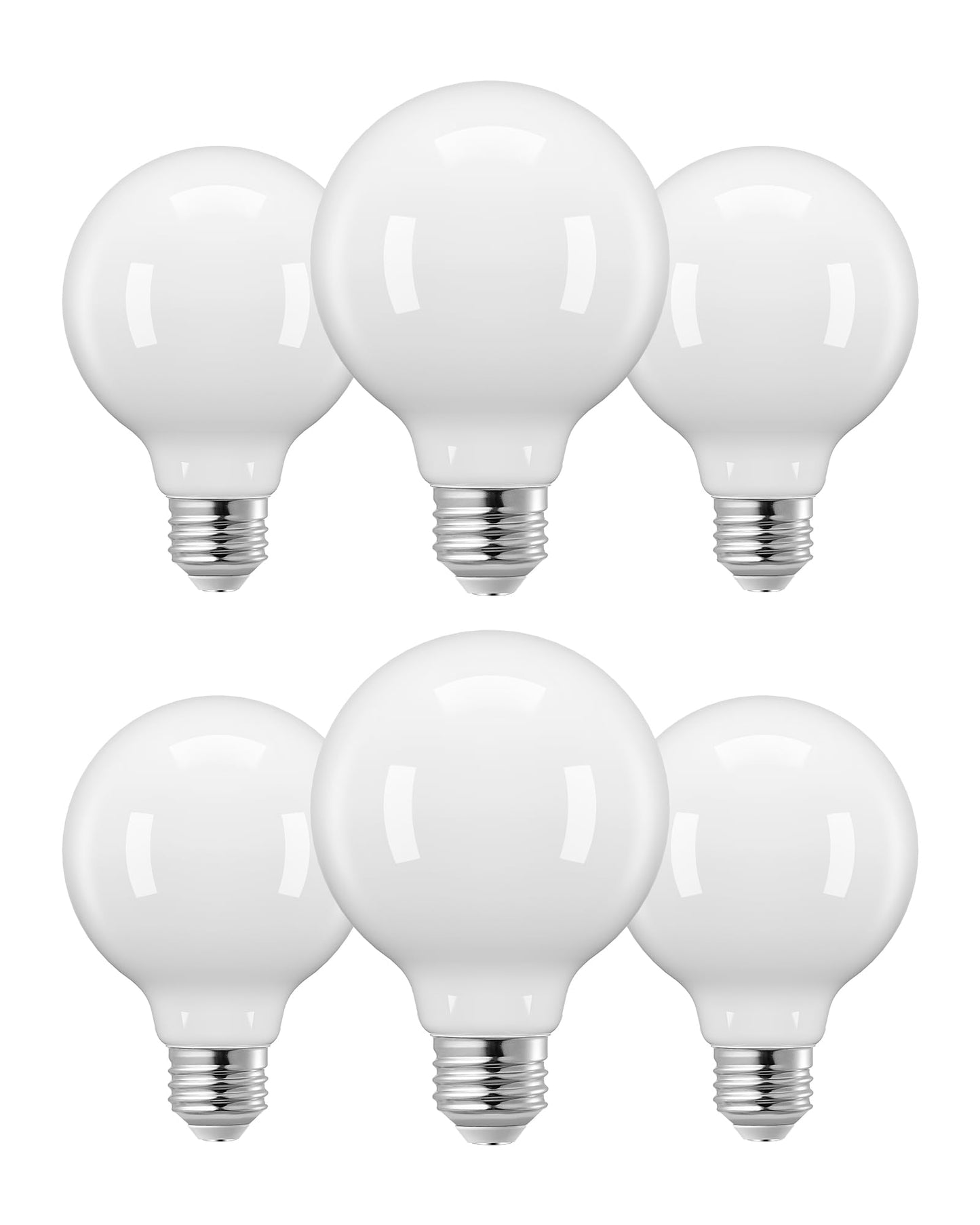 EDISHINE Dimmable G25 Globe LED Edison Light Bulb, 5W Equivalent 60W, CRI90+ Vanity Light Bulbs, Milky Glass LED Light Bulb for Bathroom, Mirror, E26 Base 500LM 2700K Warm White, 6 Pack, UL Listed