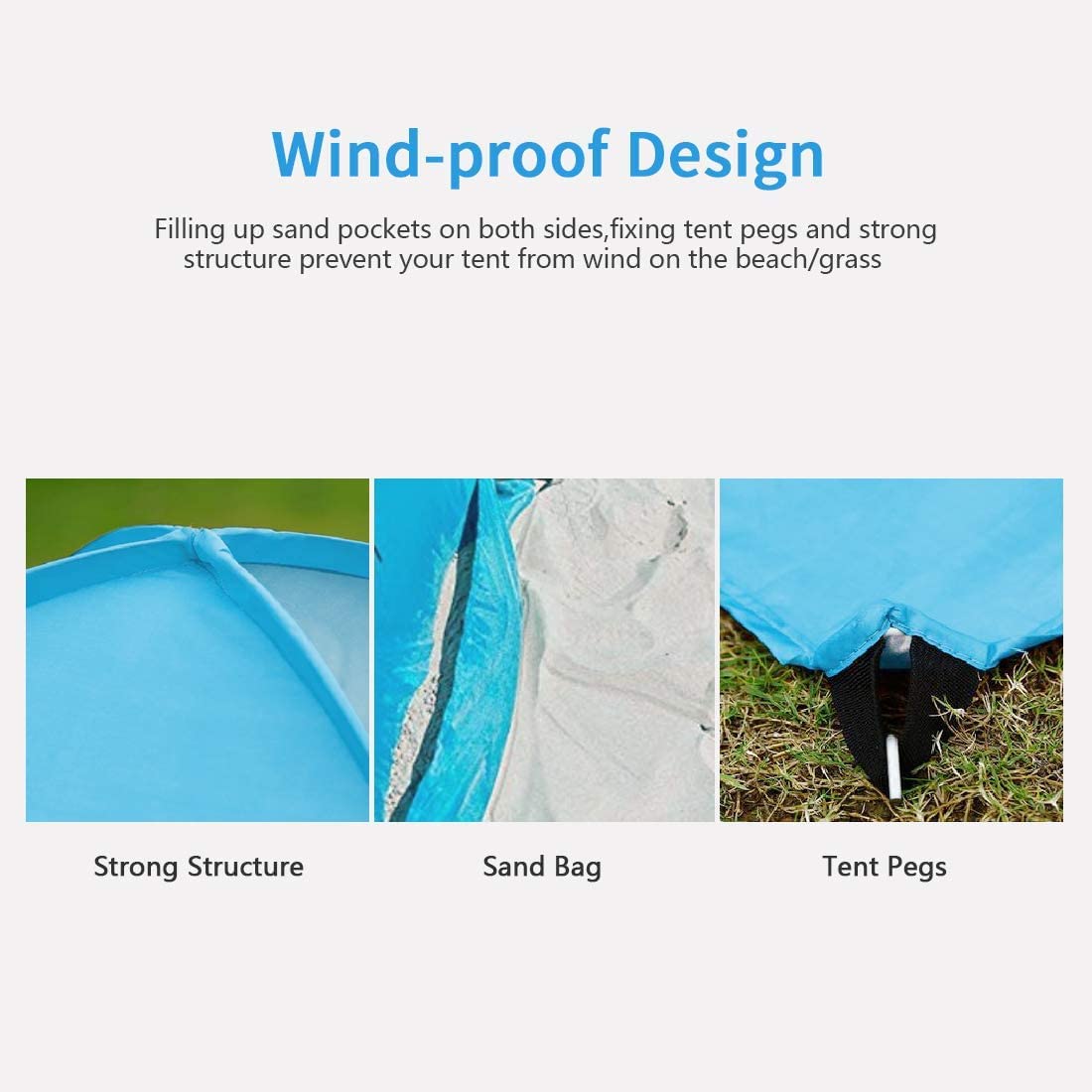 Pop Up Beach Tent – for 3-4 Person UPF 50+ UV Sun Protection Beach Shade Pop Up Sun Shelter with Carry Bag and Tent Stakes for Beach, Park, Camping (X-Large)