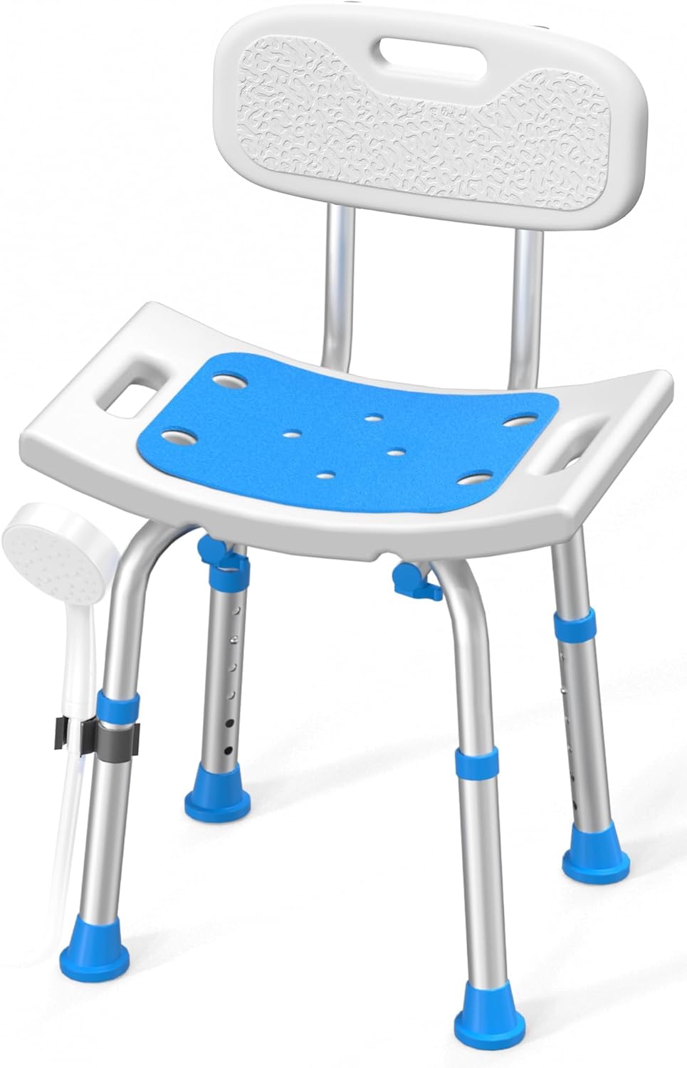 Heavy Duty Shower Chair for Seniors - 400 lbs Capacity, Removable Back, Safe Bath Seat for Bathtub - Gray