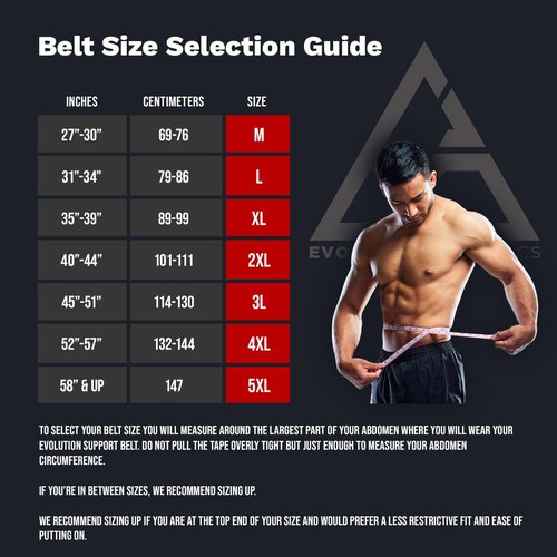 Evolution Athletics Weight Lifting Support Belt for Strength Training, Powerlifting, or Deadlift, Features Thick Durable Comfortable Neoprene, Reinforced Back, Adjustable Side Straps, 3XL, Black