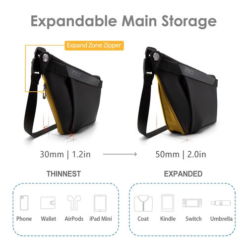 NIID-FINO F4 Sling Bag,Sling Bag for Men,Crossbody Bag for SWITCH 2,Anti-theft Bag,Chest Shoulder Backpack,Waterproof Sleek Casual Daypack for Travel Outdoor Hiking Biking (Excluding Mask Pack)