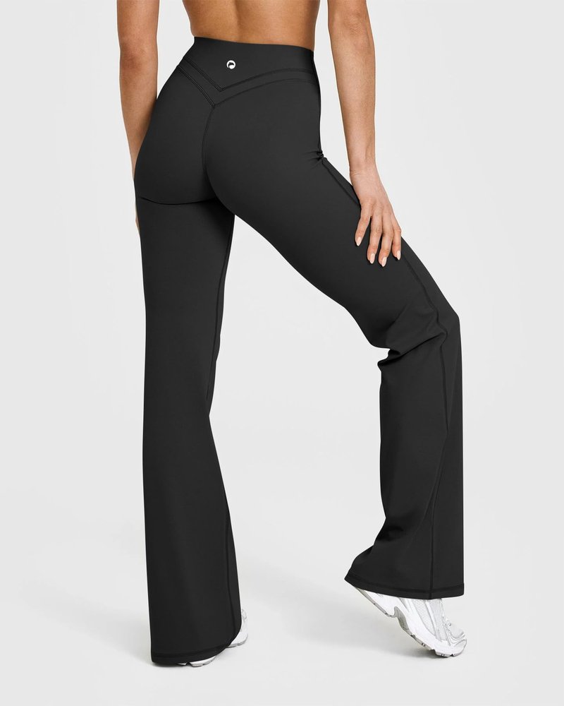OQQ Yoga Pants Women High Waist Casual Soft Crossover Straight Leg Black